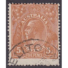 Australian    King George V    5d Chestnut   Single Crown WMK  Plate Variety 1R47